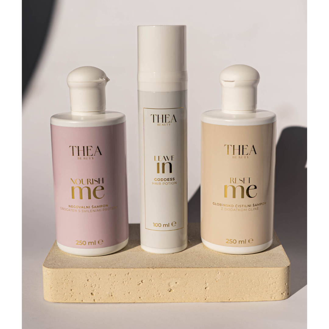 COMPLETE GODDESS RITUAL (čistilni šampon+ negovalni šampon + Goddess hair olje + leave IN serum)